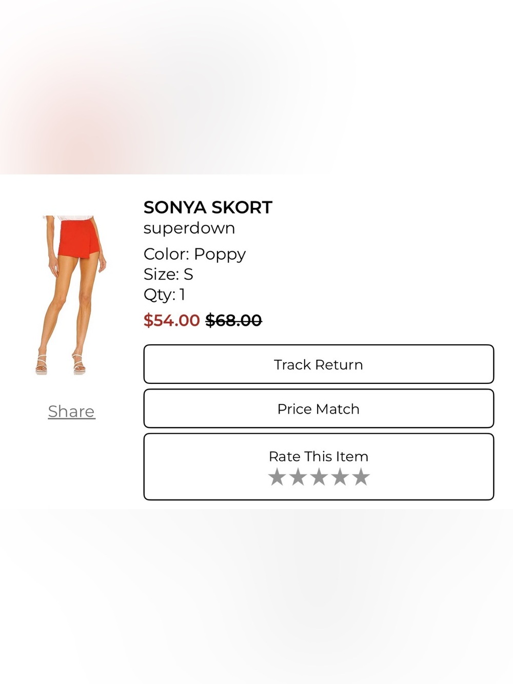 superdown Poppy Red Mini Skort - Picture 3 of 3